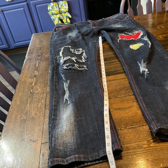 Source Unknown Men's Straight Jeans with Red and Yellow Accents like new - Picture 7 of 10